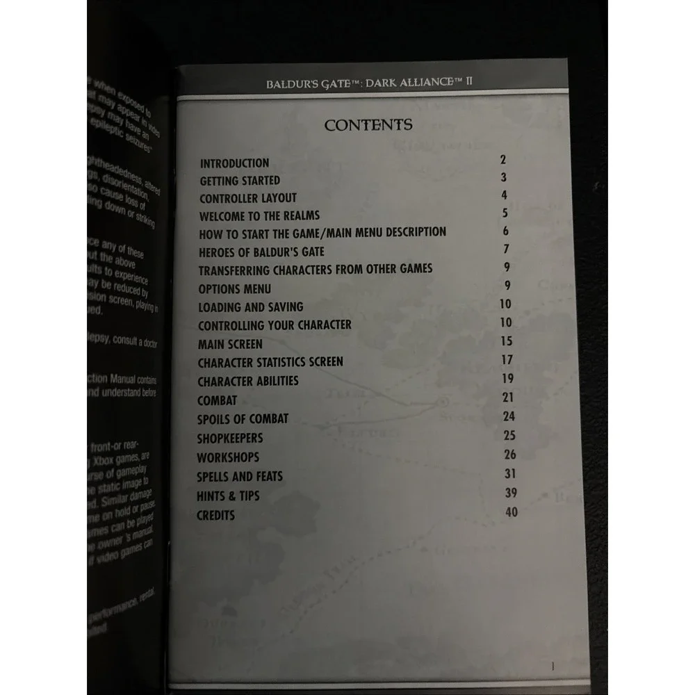Baldur's Gate Dark Alliance 2 Xbox Manual Instruction Booklet Only 020626720205